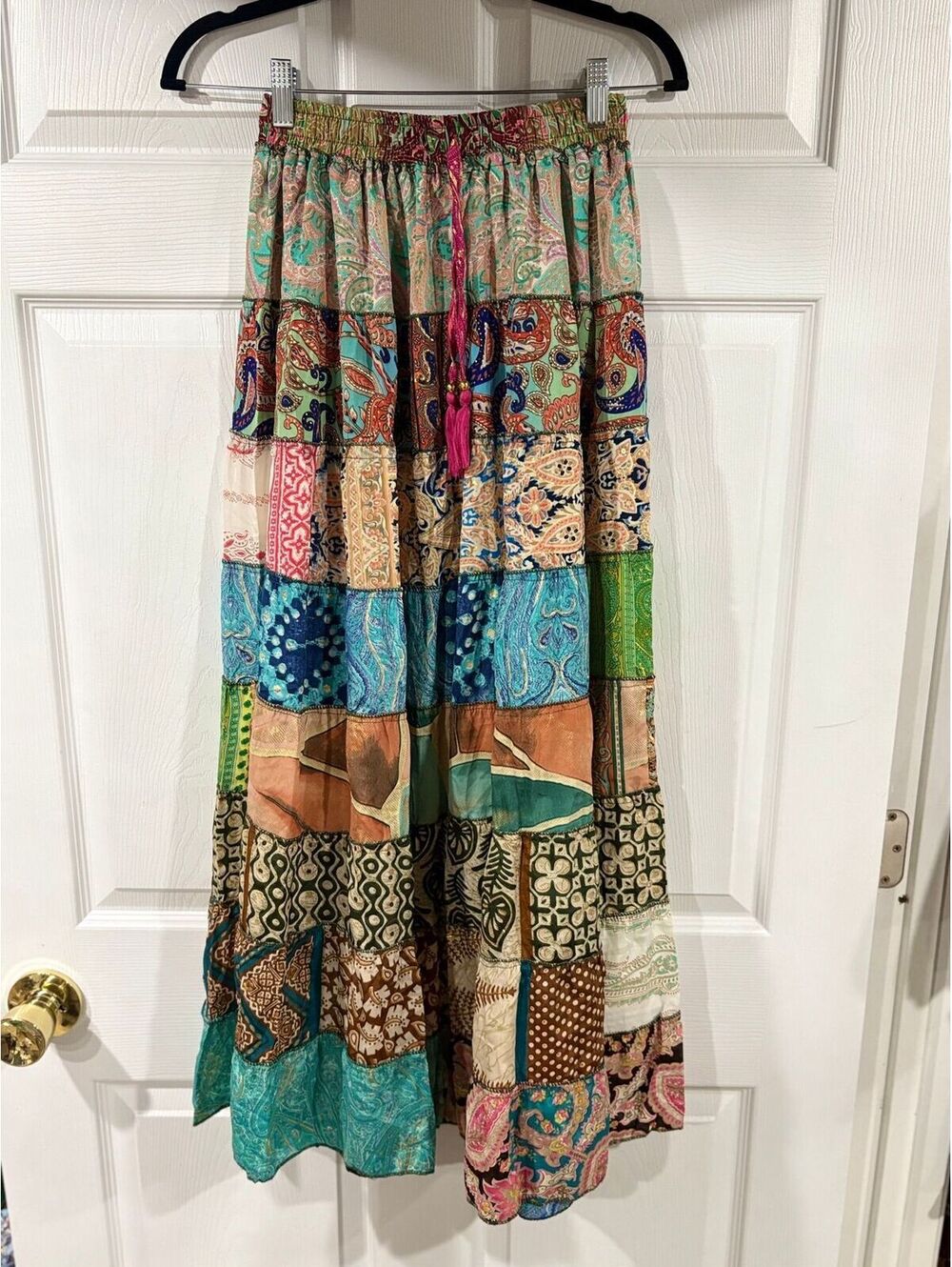 #249 NEW Kantha patchwork skirt. Waist 13”-21
